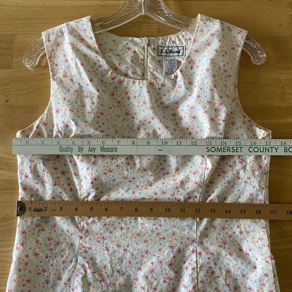 L.L.Bean Floral Cotton Sheath Dress Women 8 Lined Sleeveless Prairie Cottagecore - Picture 5 of 9
